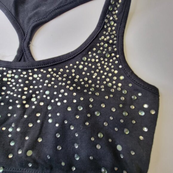 Sexy Black Crop Top Seuquin Tube Top Racer Back Bandeau Short Cami - Size XS/S - Picture 4 of 11